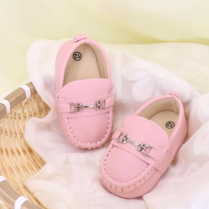 LONSOEN Baby Girls Boys Loafers Prewalker Dress Crib Shoes