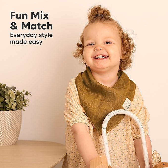 KeaBabies 8-Pack Muslin Baby Bibs for Boys, Girls - Muslin Bandana Drool Bibs for Baby Girl & Boy, Drooling Newborn, Teething Toddler, Infant 0-36 months, 100% Cotton Extra Absorbent & Soft (Eclipse)