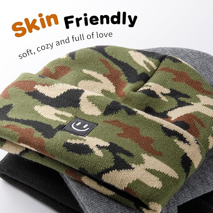 3 Packs Baby Beanie Cute Toddler Beanies Kids Winter Hat Boys Girls Warm Knit Hats Infant Beanie for 0-8 Years