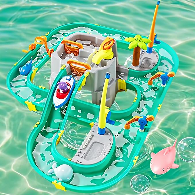 Leak-Proof Double-Tier Water Table Toys Playset with Cover, with Built in Pump, Kids Outside Play Toys for Toddlers 3-5 Ages 4-8 for Outside Garden Beach Pool