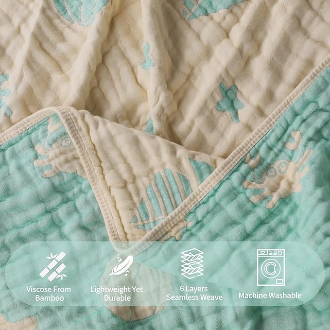 Ultra-Soft Muslin Baby Hooded Towel - 32 x 32 Inches, Ideal for Bath & Beach, Suitable for Both Boys & Girls from Newborns to Toddlers