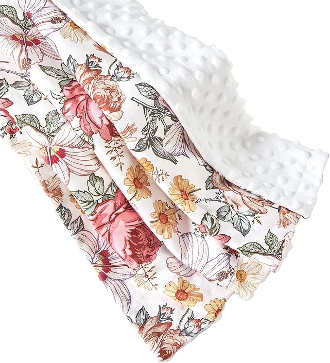 iEvolve Baby Nursery Bed Blankets Ultra Soft Double Layer Mini Blanket Minky Blanket Receiving Blankets Shower Gifts(30"*40",Blossom)