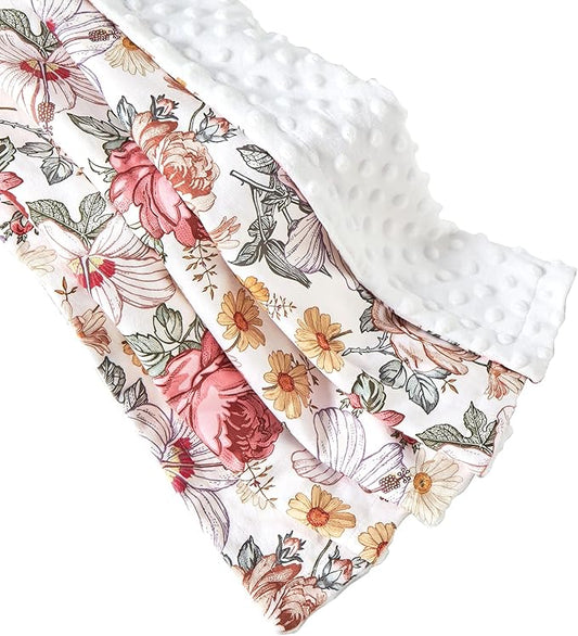 iEvolve Baby Nursery Bed Blankets Ultra Soft Double Layer Mini Blanket Minky Blanket Receiving Blankets Shower Gifts(30"*40",Blossom)