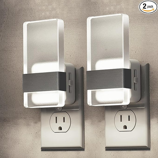 L LOHAS LED Night Light, Night Lights Plug Into Wall, 2 Pack Decorative Nightlight with Light Sensor, 0-100LM Dimmable Nightlights, Daylight Wall Sconce-Style Acrylic Nitelight for Bathroom, Hallway