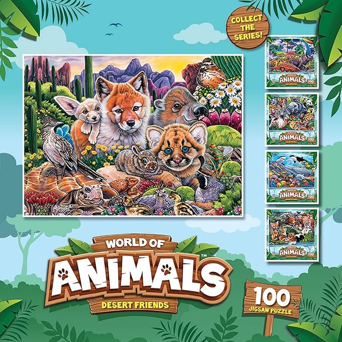 Masterpieces World of Animals 100 Piece Jigsaw Puzzle for Kids - Desert Friends - 11.5"x15"