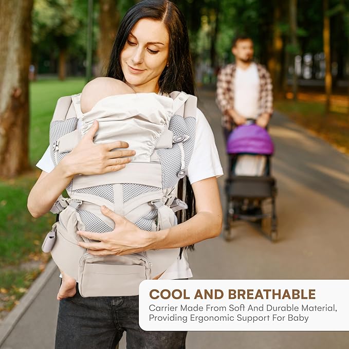 Childlike Behavior Front Hip Seat Baby Carrier, Ergonomic Design with Adjustable Straps and Breathable Fabric - Hip Seat Holder with Storage Pocket - Toddler - Hipseat Baby Carrier - Grey