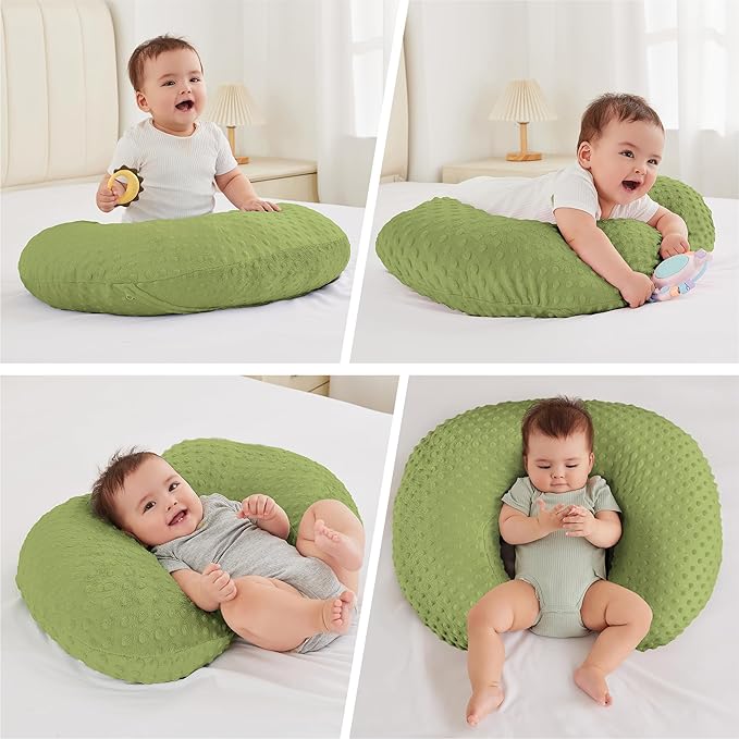 Nursing Pillow for Bottle and Breastfeeding, Ergonomic Comfort Nursing Essentials for Mom and Baby, Feeding Support Pillow with Removable Cover, Easier and Healthier Nursing (Dark Green)