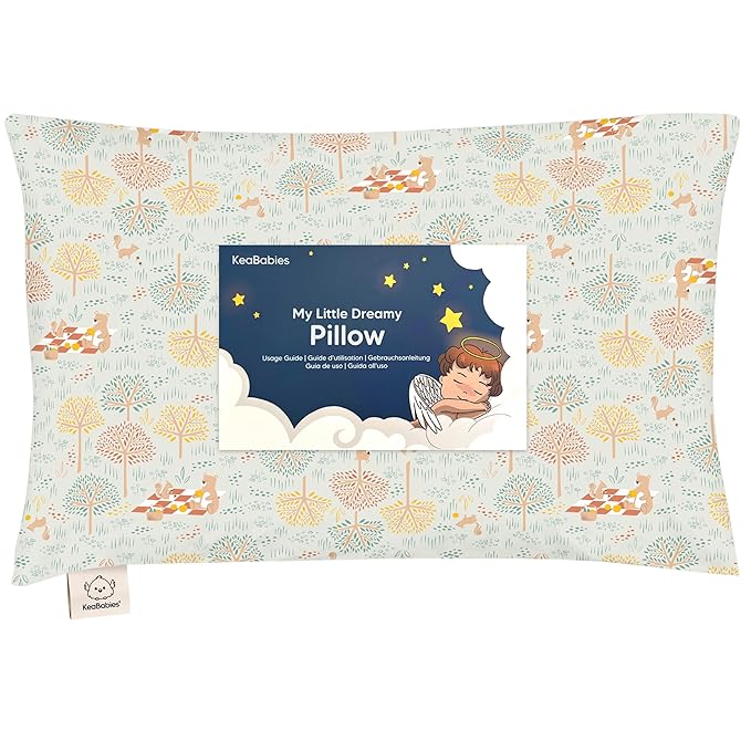 Toddler Pillow with Pillowcase - 13x18 My Little Dreamy Kids Travel Bed Pillows for Sleeping, Organic Cotton Small Pillowcase, Soft & Breathable, Machine Washable, Toddlers 2-5 years old (Wild Picnic)