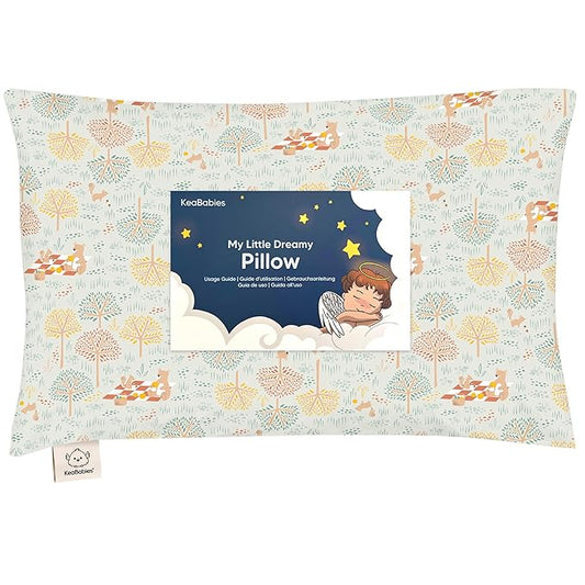 Toddler Pillow with Pillowcase - 13x18 My Little Dreamy Kids Travel Bed Pillows for Sleeping, Organic Cotton Small Pillowcase, Soft & Breathable, Machine Washable, Toddlers 2-5 years old (Wild Picnic)