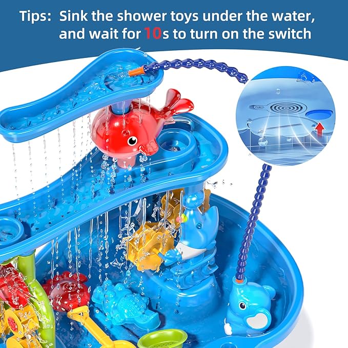 Water Table for Kids Ages 4-8 with Water Pumb, Summer Outdoor Sand Water Table for Boys Girls, Kids Water and Sand Activity Sensory Toys for Toddlers Age 3-8