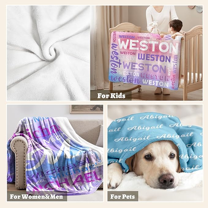 Ships Next Day,Personalized Blanket Gifts for Boys Girls,Custom Blanket with Name,Flannel Throw Blankets,Customized Gifts for Baby Adult