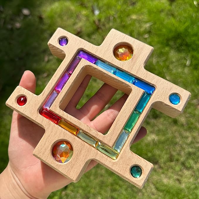 Wooden Colorful Acrylic Gem Trapezoidal Building Block for Kids (Only Colorful)