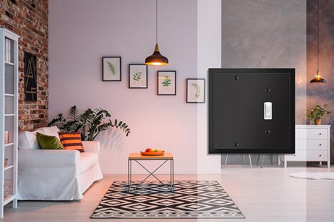 Modern Edge Decorative Wall Plate Switch Plate Outlet Cover, Durable Solid Zinc Alloy (Blank/Toggle, Matte Black)