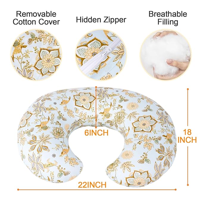 Baby Nursing Pillow for Breastfeeding, Adjustable Breast Feeding Pillow for Bottle Feeding, Breastfeeding Essentials for Mom and Baby Healthier Nursing, Ergonomic Support for Newborn, Removable Cover