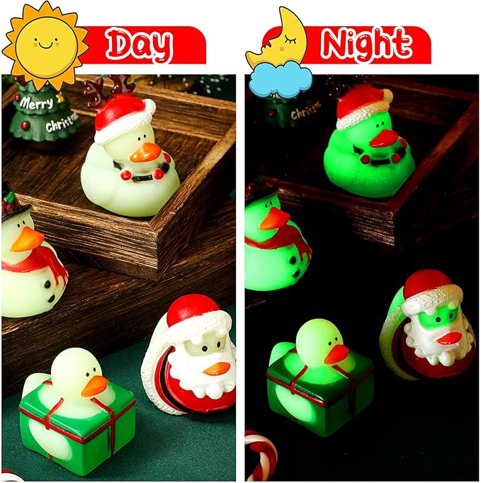 Honoson 36 Pcs Rubber Duck in Bulk Mini Toy Rubber Duck for Bath Birthday Gifts Shower Party Favors Decoration(Glow Holiday)