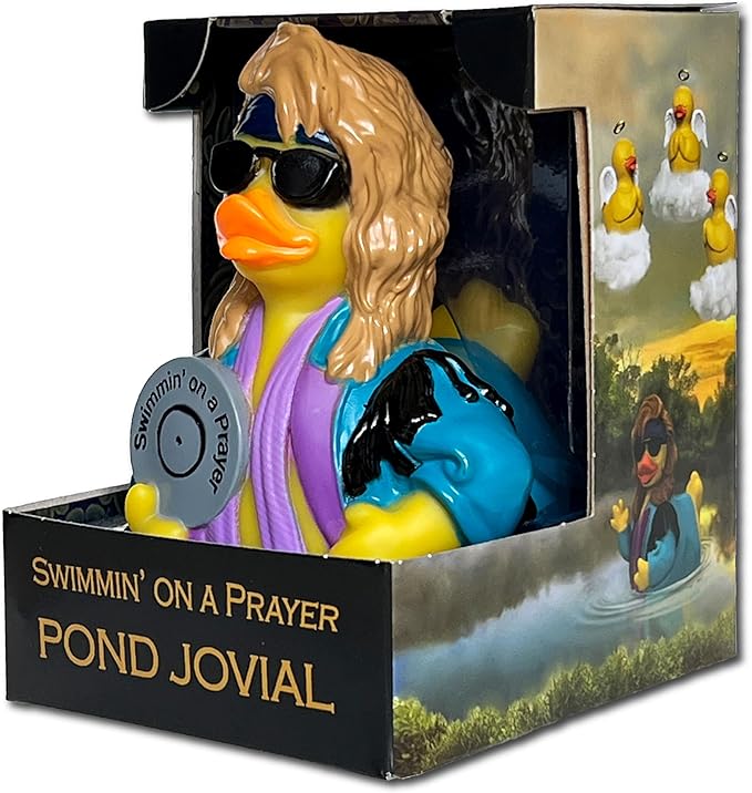 CelebriDucks - Pond Jovial - Swimmin' On A Prayer - Floating Rubber Ducks - Collectible Bath Toy Gift for Kids & Adults of All Ages