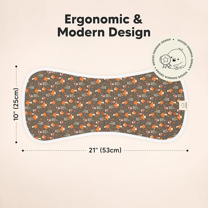 Organic Burp Cloths Baby Boy & Girl - 5-Pack Super Absorbent Cotton Burping Cloths for Babies, Soft & Plush Newborn Spit Up Rags, Infant Towels for Milk Spit Up, Unisex, Large 21" x 10" (Fall Spores)