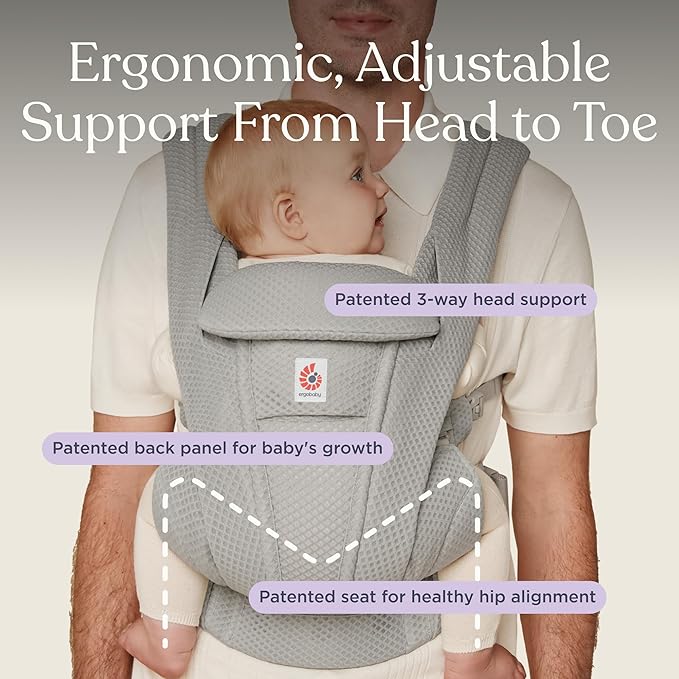 Ergobaby Omni Deluxe Baby Carrier Newborn to Toddler - Breathable Baby Carriers for Summer - All-Position Carrier with Enhanced Lumbar Support & Airflow (7-45 Pounds), Mesh, Serene Blue