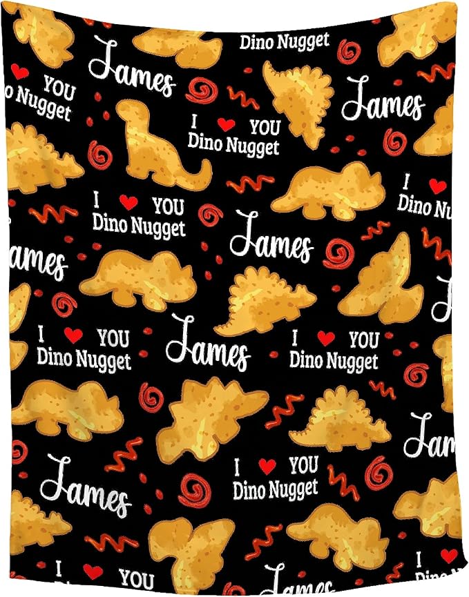 Personalized Chicken Nugget Custom Baby Blanket with Name - Swaddle Blanket for Toddlers, Infants, Kids, Shower, Newborns - Nursery Stroller Crib Decor Throw - Birthday Gift
