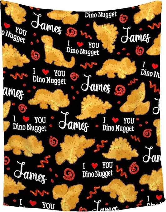 Personalized Chicken Nugget Custom Baby Blanket with Name - Swaddle Blanket for Toddlers, Infants, Kids, Shower, Newborns - Nursery Stroller Crib Decor Throw - Birthday Gift