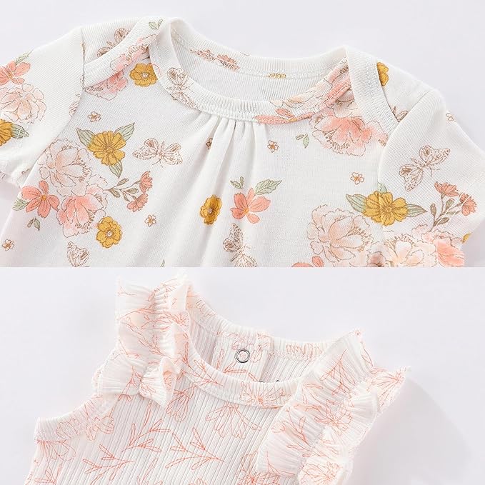 Kiddiezoom Newborn Baby Layette Set 10-Piece with Bodysuits and Pants Set for Unisex Baby Gift Sets