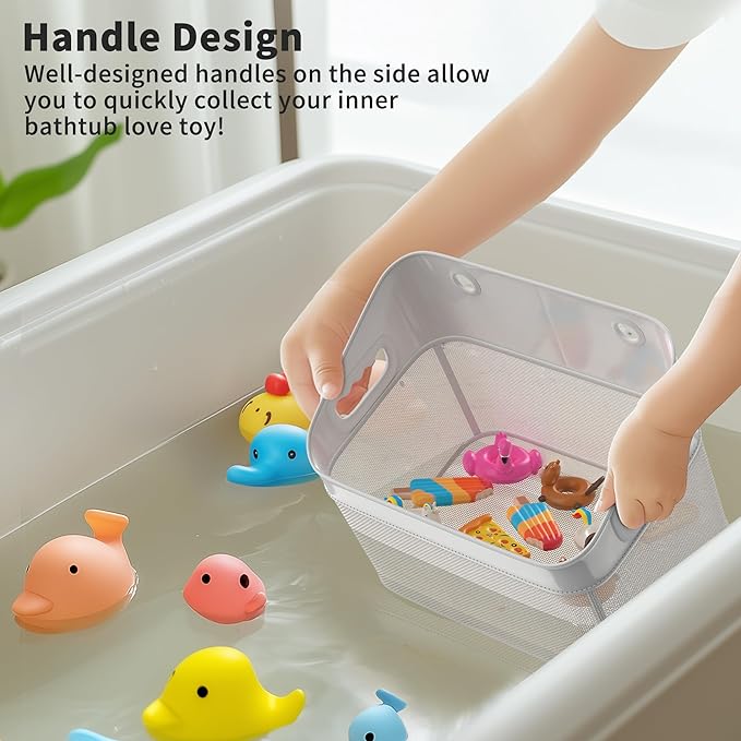 Mesh Baby Bath Toy Storage, ‎Large Capacity and Quick Drying Baby Toy Storage for Bath, Multi-use Net Bags Make Baby Bath Toy Organizer Easy, 2 Pack