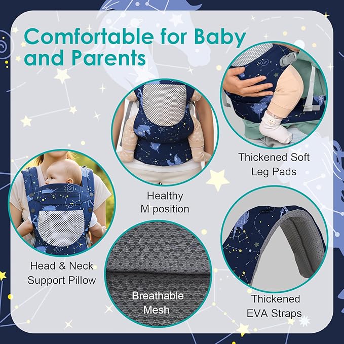 Unicorn Infant Baby Front Carrier, Toddler Body Carrier, 7-66 Lbs Ergonomic Design, Lumbar Support, Lightweight Baby Chest Carriers (3-36 Months)