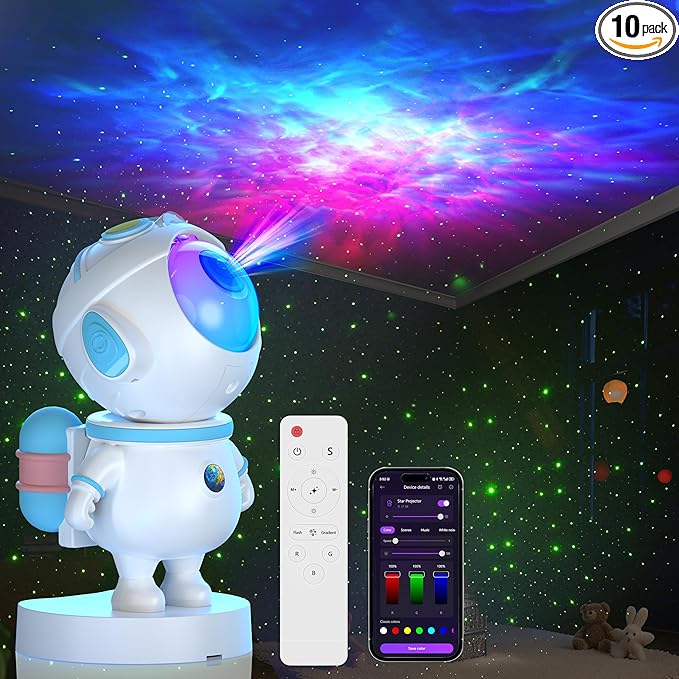 Galaxy Night Light - Astronaut Space Projector, Star Projector,Starry Nebula Ceiling LED Lamp with Timer and Remote, Kids Room Decor Aesthetic, for Birthdays,Christmas