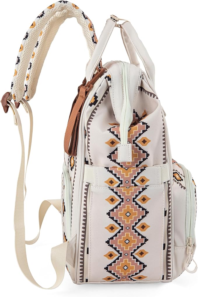 Wrangler Diaper Bag Backpack Aztec Travel Backpack Purses Western Multi-Function Baby Bags for Mom with Waterproof Insulated Pockets