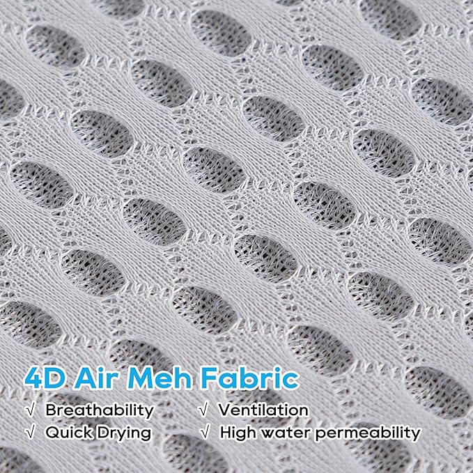 OS OMYSTYLE Baby Bath Kneeler and Elbow Rest Pad Set, 1.5'' Thick Quickly Dry Bathtub Kneeler Pad with Baby Toys & Bath Accessories Organizer, Kneeling and Elbow for Baby Tub, Non-Slip Mat(Light Grey)