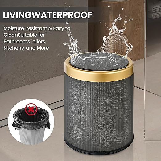 Pukomc Bathroom Trash Can with Lid，3.5 Gallon Motion Sensor Waterproof Touchless Garbage Can, Smart Plastic Trash Bins Suitable for Kitchen, Bathroom, Bedroom, Living Room, Office Grey