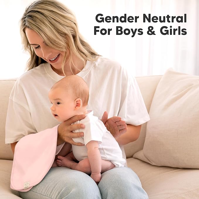 Organic Burp Cloths Baby Boy & Girl - 5-Pack Super Absorbent Cotton Burping Cloths for Babies, Soft & Plush Newborn Spit Up Rags, Infant Towels for Milk Spit Up, Unisex, Large 21" x 10" (Phase)