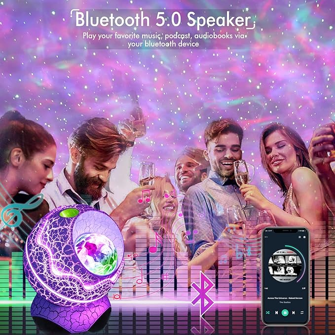 Rossetta Galaxy Projector, Star Projector for Bedroom, Night Lights for Kids Room with White Noise, Bluetooth Speaker, Timer and Remote, Room Decor, Gifts for Girls, Boys, Adults, Christmas, Birthday