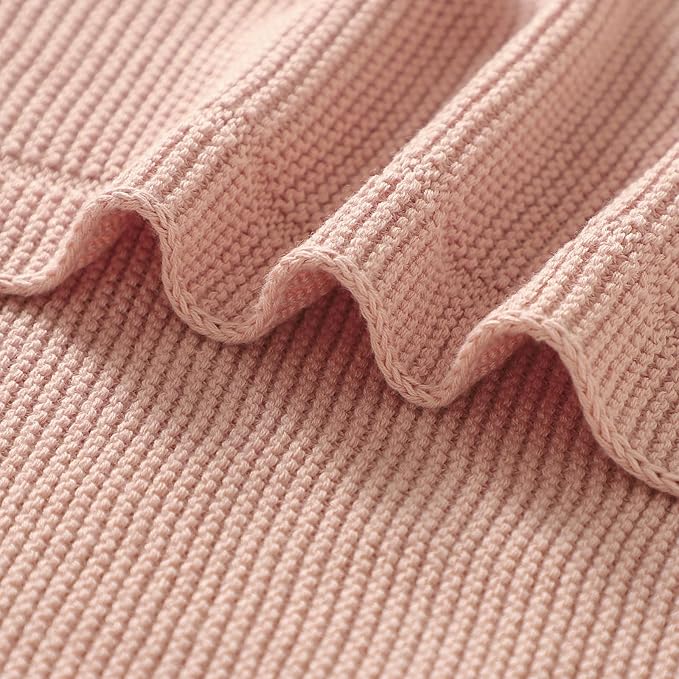 Baby Blanket 30 x 40 Inch Soft Knit for Boys & Girls Cotton Nursery Swaddling Blankets Toddler Knitted Crochet Receiving Crib