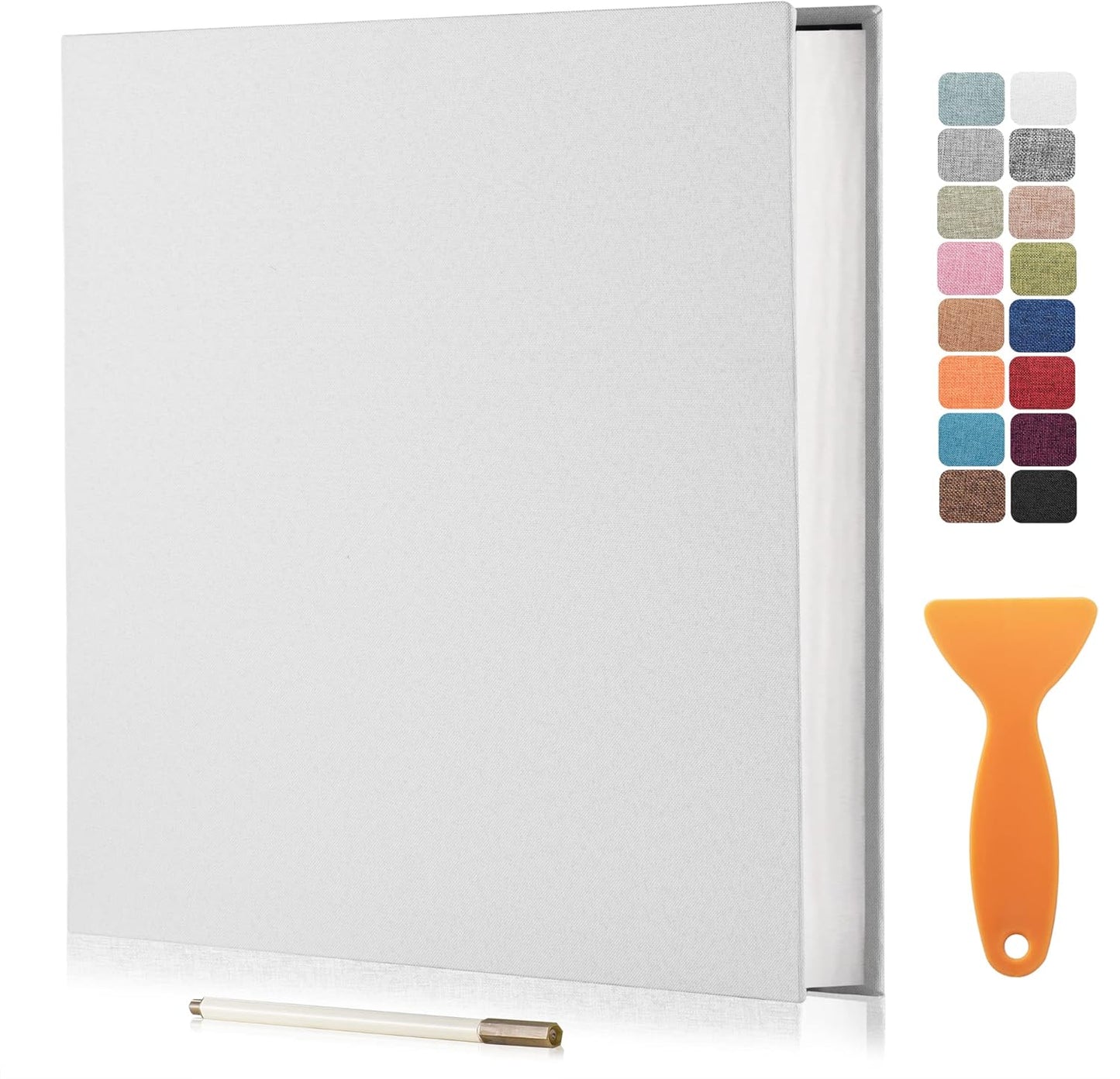 Large Photo Album Self Adhesive Scrapbook Album for 4×6 5×7 8×10 Pictures DIY Magnetic Linen Cover Album 40 Pages for Family Wedding Gifts with Metal Pen and Plastic Board