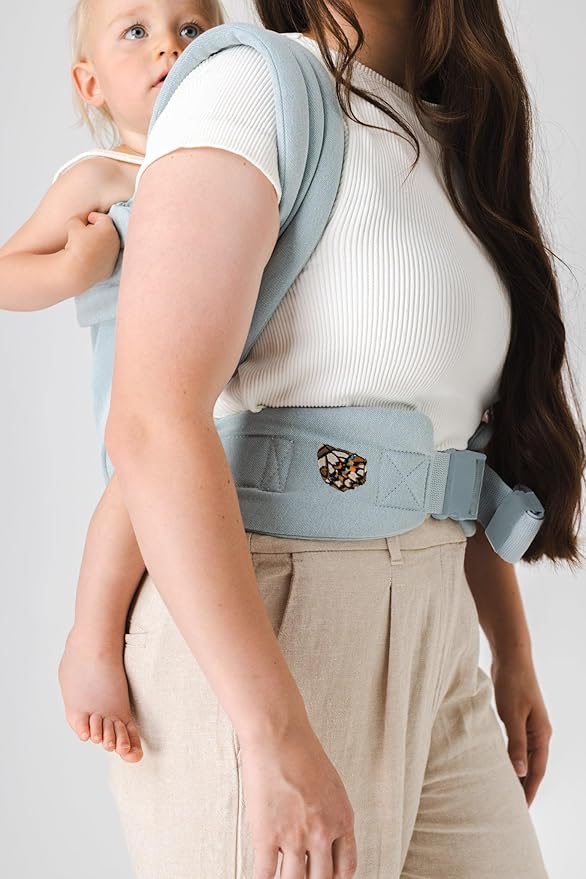 Mabē Monarch Ergonomic Baby Carrier – Premium Cotton Soft Structured Newborn to Toddler Carrier with Hip-Healthy Design, 3 Carry Positions (7-35lbs), Lightweight & Breathable, (Dream Wash Denim)