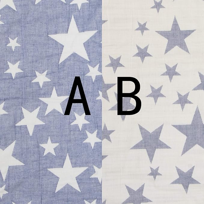 NTBAY 3 Layer Toddler Blanket, Muslin Cotton Jacquard Bed Blankets, Lightweight Thermal Baby Blanket, Super Soft and Warm Crib Blanket for All Seasons, Decoration Gift, 30"x40", Blue