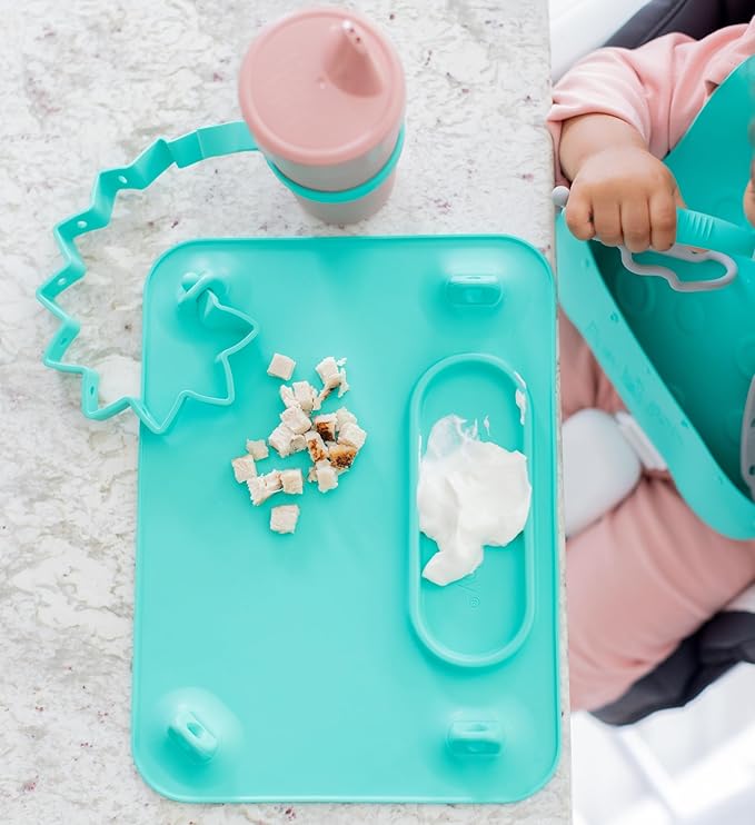 Busy Baby Bottle Bungee - Sippy Cup Strap - Keeps Bottles and Sippy Cups Off The Floor - Food Grade Silicone - Dishwasher Safe (Violet)