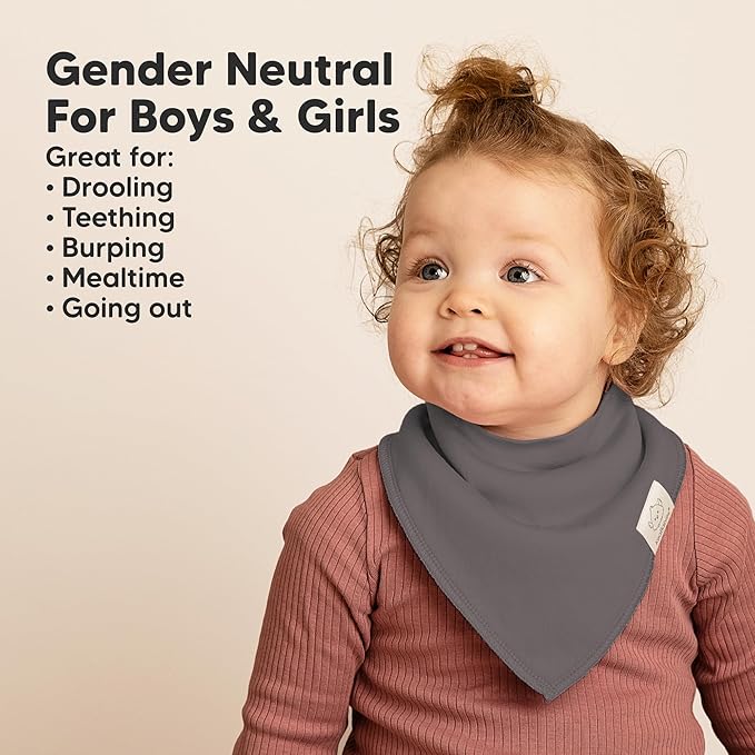 8-Pack Organic Baby Bandana Bibs for Boys, Girls - Super Absorbent Triangle Baby Bibs for Drooling and Teething Infant, 100% Cotton Extra Soft for Newborn, Infant 0-36 Months (Eclipse)