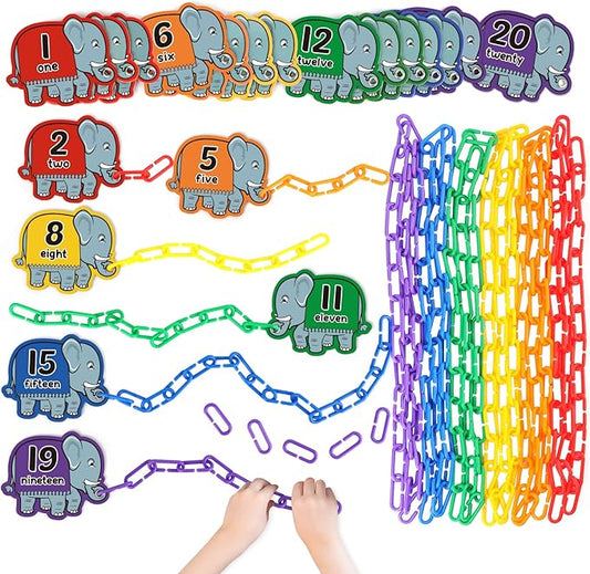 Aizweb 240pcs C-Clips Hooks Plastic Chain Links - Counting & Linking Activity Kit, Sensory Toys for Toddlers, Develops Kid's Fine Motor and Color Recognition & Sorting Skills,Educational Learning Toys