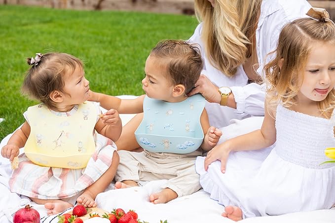 Silicone Baby Bib and Mat | Boys Girls Babies & Toddlers | Waterproof, Adjustable, BPA Free