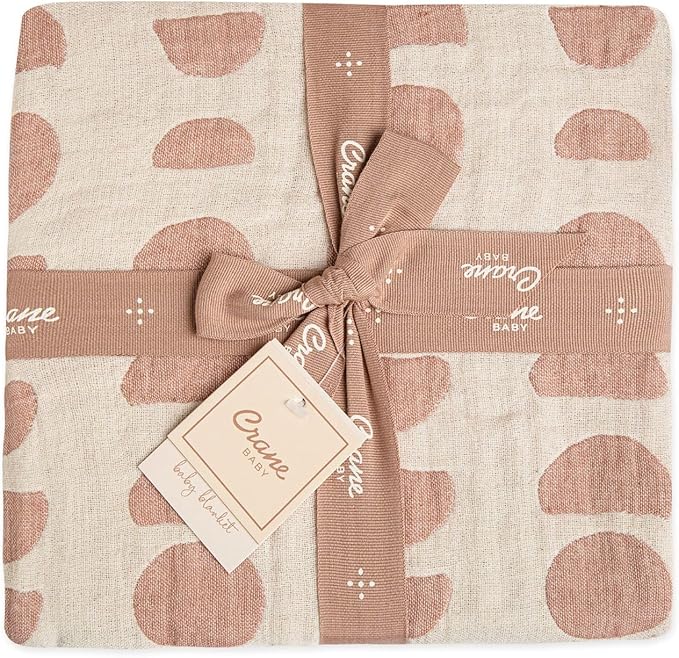 Crane Baby Moon Phase Cotton Baby Blanket 30” x 40”, Soft Cotton Muslin Nursery and Stroller Blanket for Boys and Girls, Neutral Baby Gift