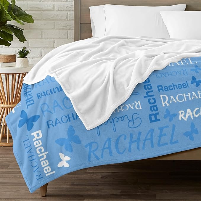 Personalized Throw Blanket with Name Custom Blankets Customized Baby Blanket for Girls Kids Adult Birthday Gift
