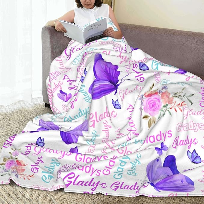 Customized Butterfly Baby Blanket - Personalized Soft Fleece Bed Throw for Toddlers, Newborns, Girls & Boys - Birthday & Christmas