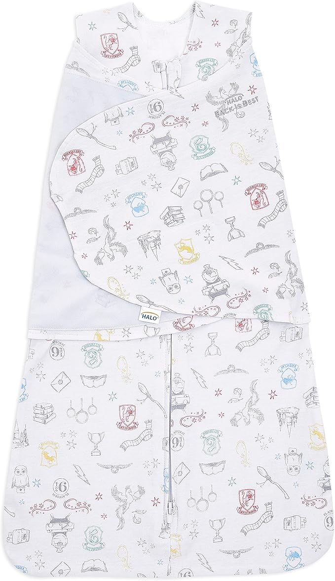 HALO Harry Potter 100% Cotton Sleepsack Swaddle, 3-Way Adjustable Wearable Blanket, TOG 1.5, Harry Potter Enchanted, Newborn, 0-3 Months