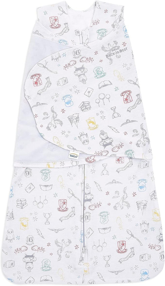 HALO Harry Potter 100% Cotton Sleepsack Swaddle, 3-Way Adjustable Wearable Blanket, TOG 1.5, Harry Potter Enchanted, Newborn, 0-3 Months