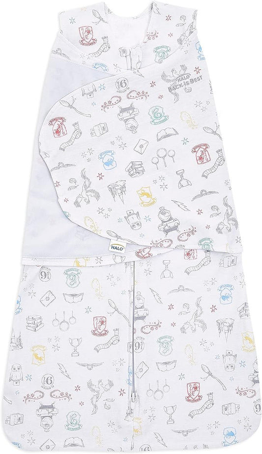 HALO Harry Potter 100% Cotton Sleepsack Swaddle, 3-Way Adjustable Wearable Blanket, TOG 1.5, Harry Potter Enchanted, Small, 3-6 Months