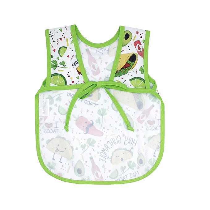 BapronBaby Taco Party Bapron - No Neck Tie Safer Bib for Baby & Toddler - Soft Waterproof Stain Resistant - Machine Washable - Sz Preschool 3-5yrs
