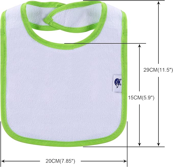12 Pack Terry Drool Cotton Bibs, Unisex Baby Bibs with Fiber Filling Waterproof for Feeding, Teething, Drooling