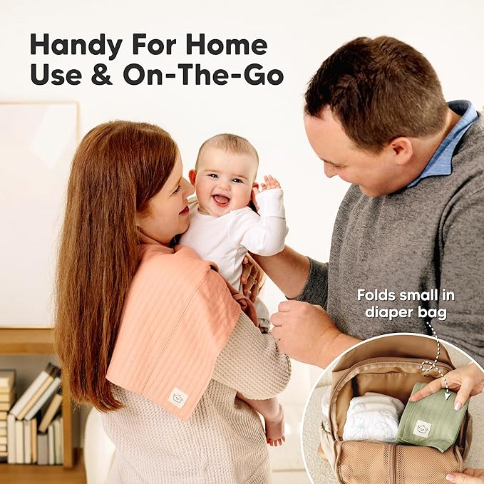 KeaBabies Organic Cotton Burp Cloths Baby Girl, Boy - 6-Pack Large Burping Clothes for Babies, Spit Up Rags, Super Soft & Absorbent Newborn Wash Towels, Gender Neutral, Non-Shrink (Stria, Embrace)